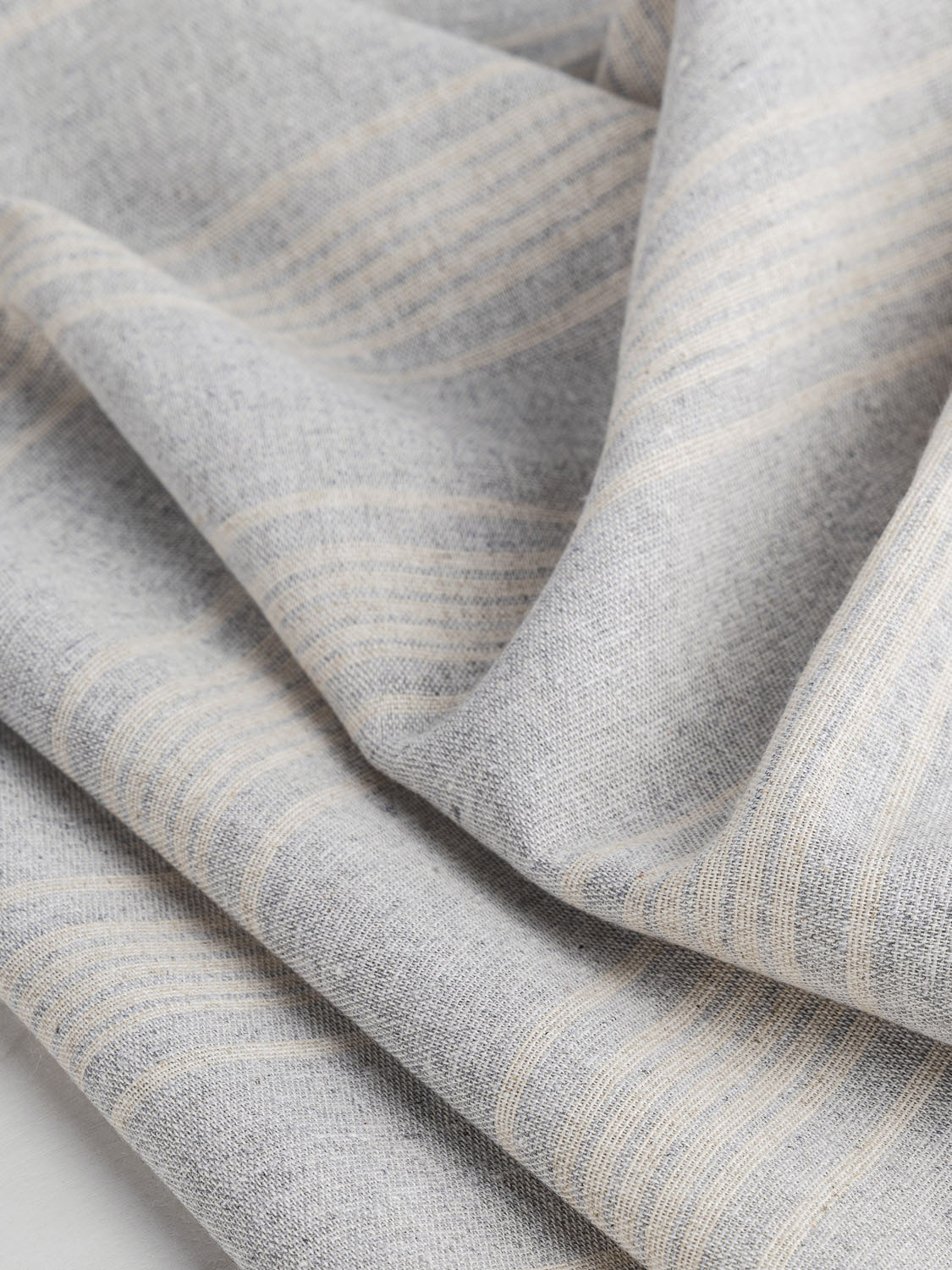 Striped Recycled Cotton Linen - Sky Blue + Cream | Core Fabrics