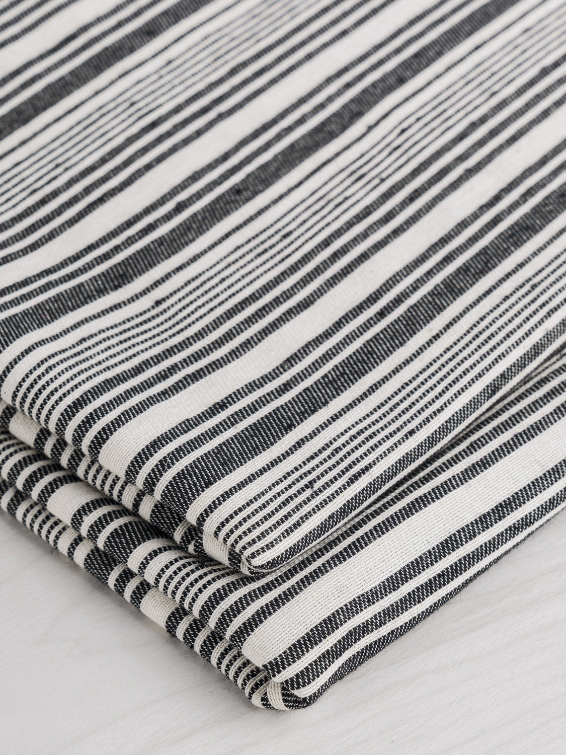Striped Recycled Cotton - Black + Cream | Core Fabrics