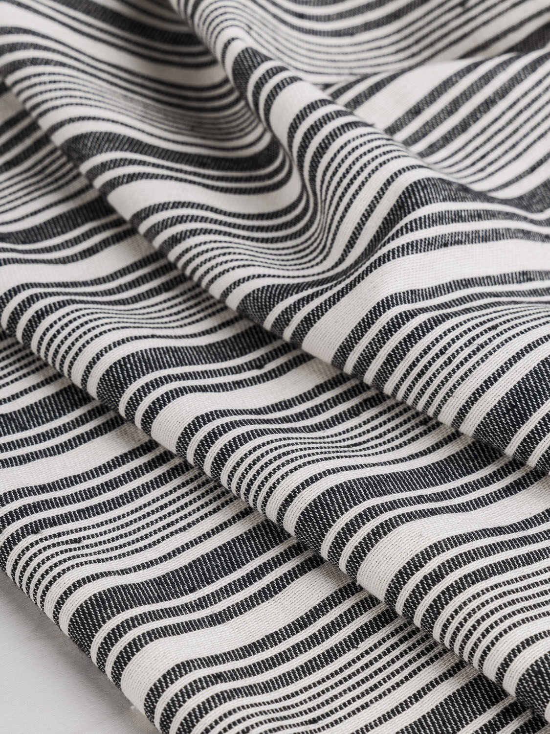 Striped Recycled Cotton - Black + Cream | Core Fabrics