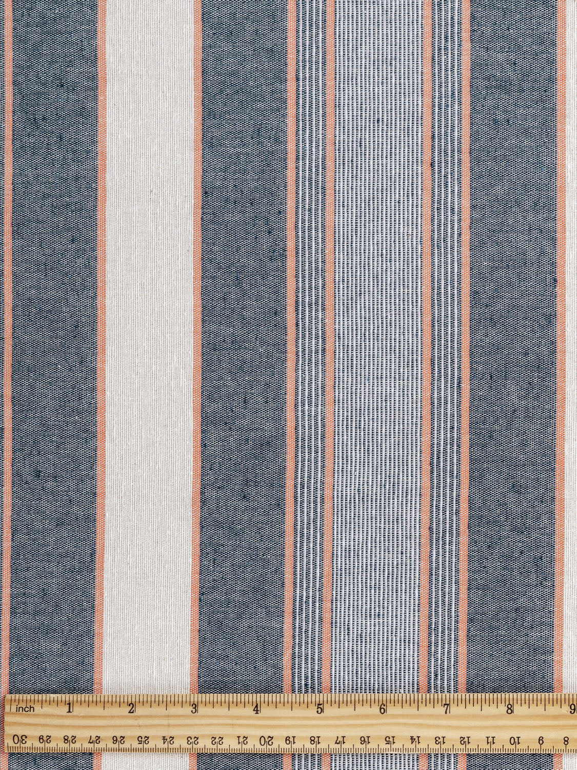 Mixed Stripes Recycled Cotton - Black + Cream + Coral | Core Fabrics