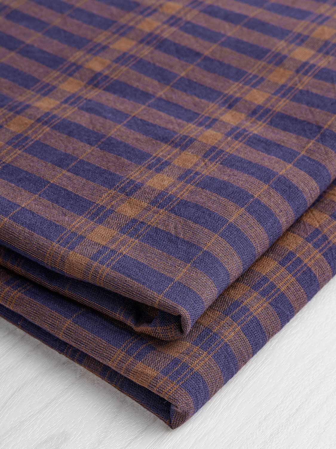 Yarn-Dyed Handwoven Contrast Check Cotton - Indigo + Rust | Core Fabrics