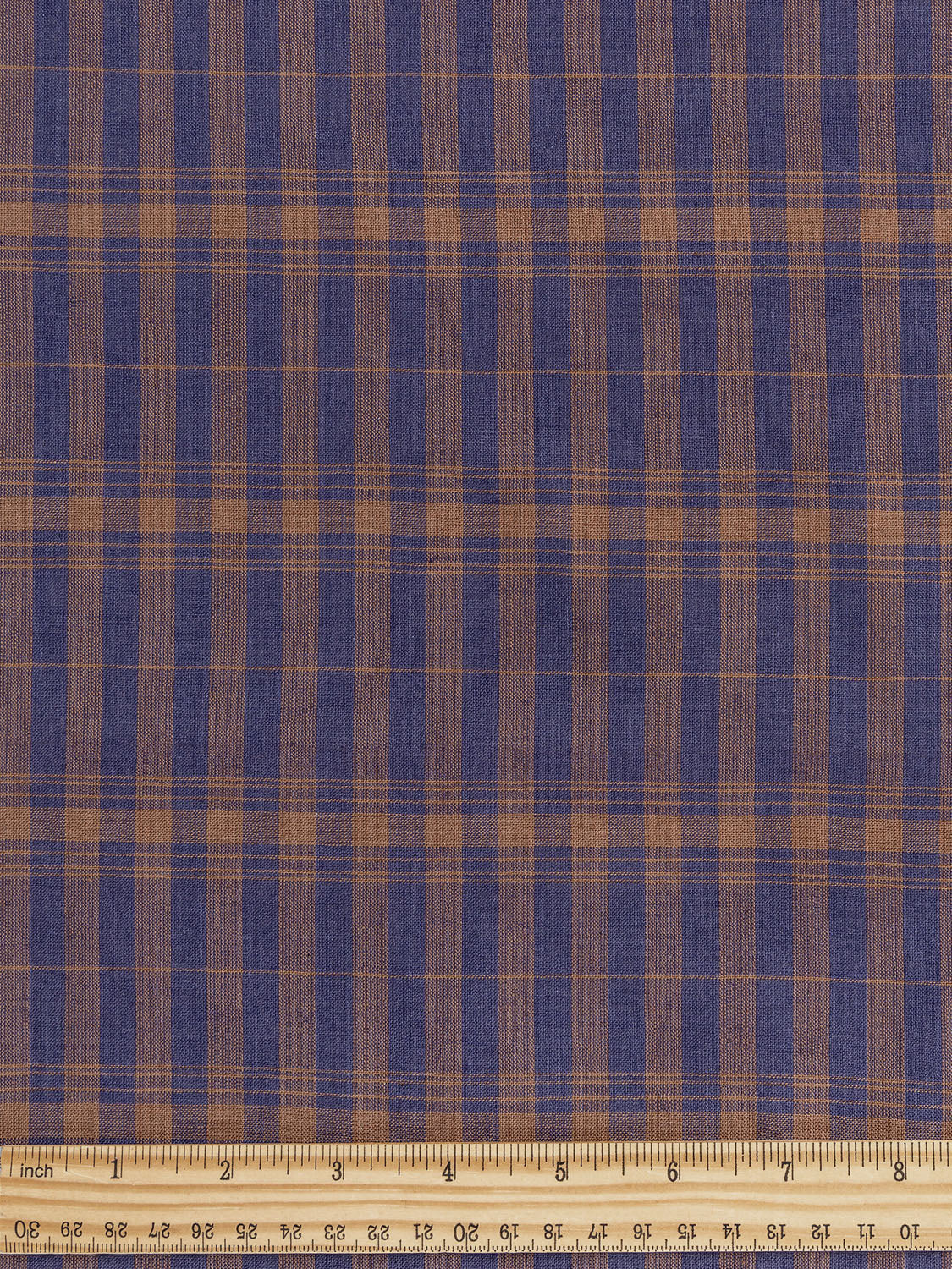 Yarn-Dyed Handwoven Contrast Check Cotton - Indigo + Rust | Core Fabrics