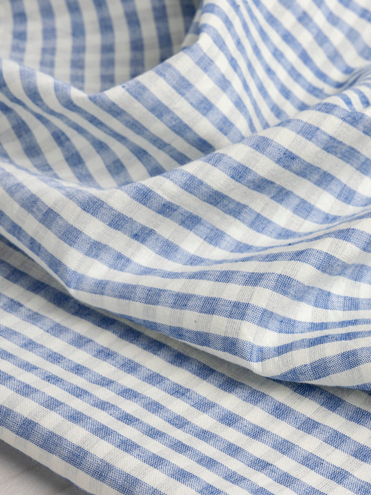 Yarn Dyed Handwoven Small Check Cotton - Cream + Blue | Core Fabrics