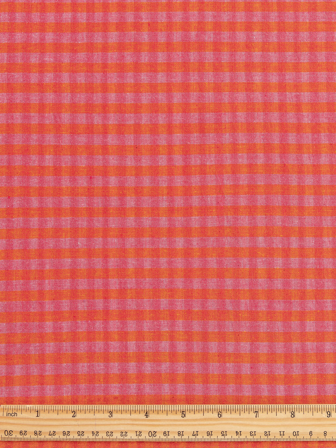 Yarn Dyed Handwoven Small Check Cotton - Orange + Pink | Core Fabrics