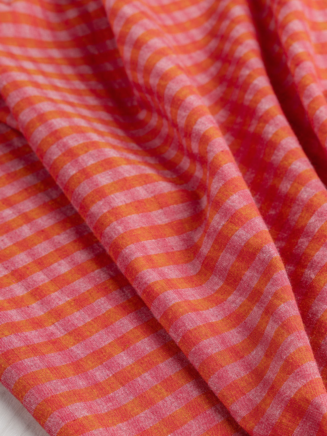 Yarn Dyed Handwoven Small Check Cotton - Orange + Pink | Core Fabrics