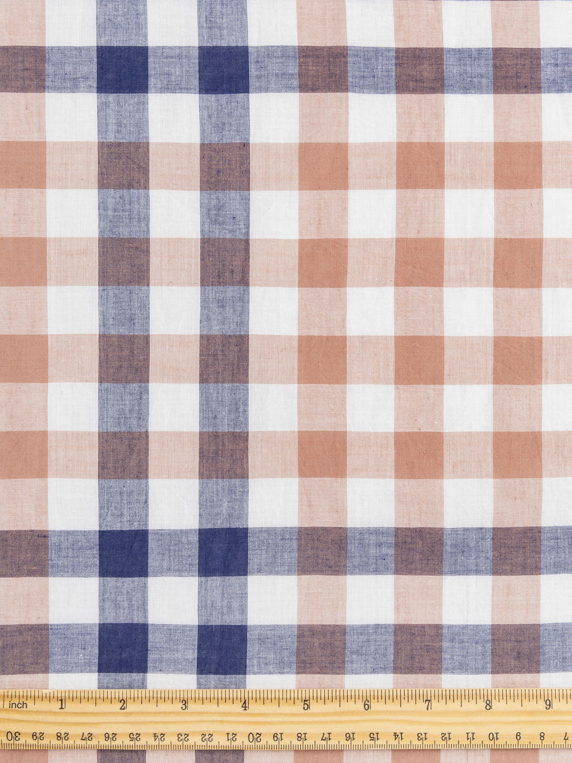 Yarn-Dyed Handwoven Check Cotton - Rust + Navy + White | Core Fabrics