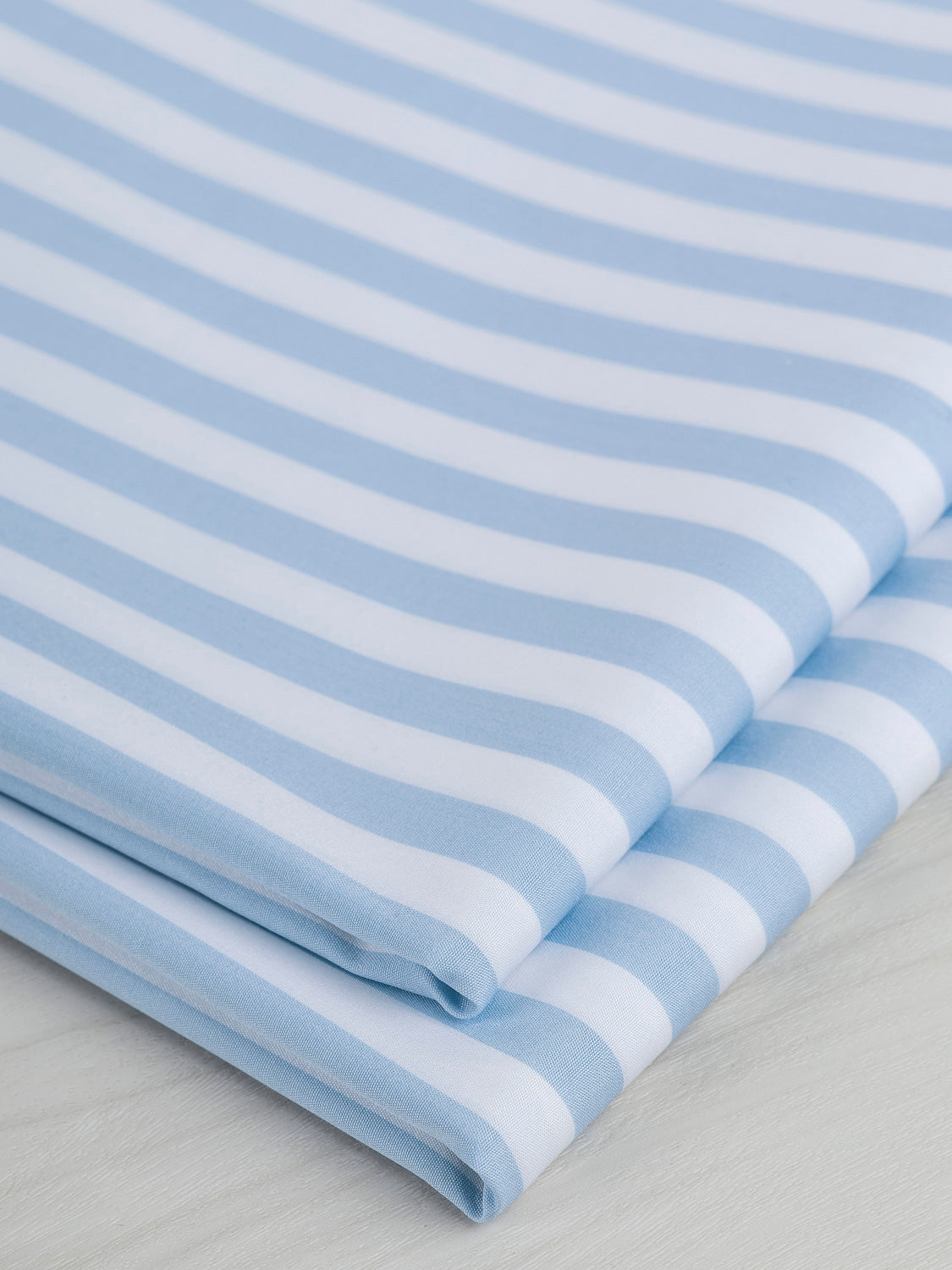 Luxe Striped Cotton Poplin Shirting - Ice Blue + White | Core Fabrics