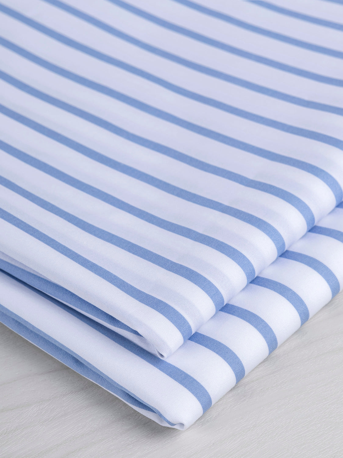 Luxe Striped Cotton Poplin Shirting - Cornflower Blue + White | Core Fabrics