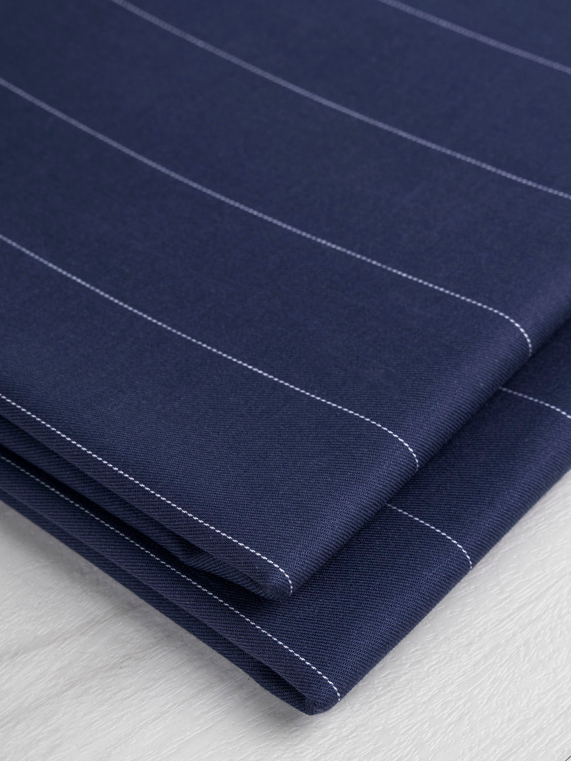 Yarn Dyed Pinstripe Cotton Shirting Twill - Navy + White | Core Fabrics