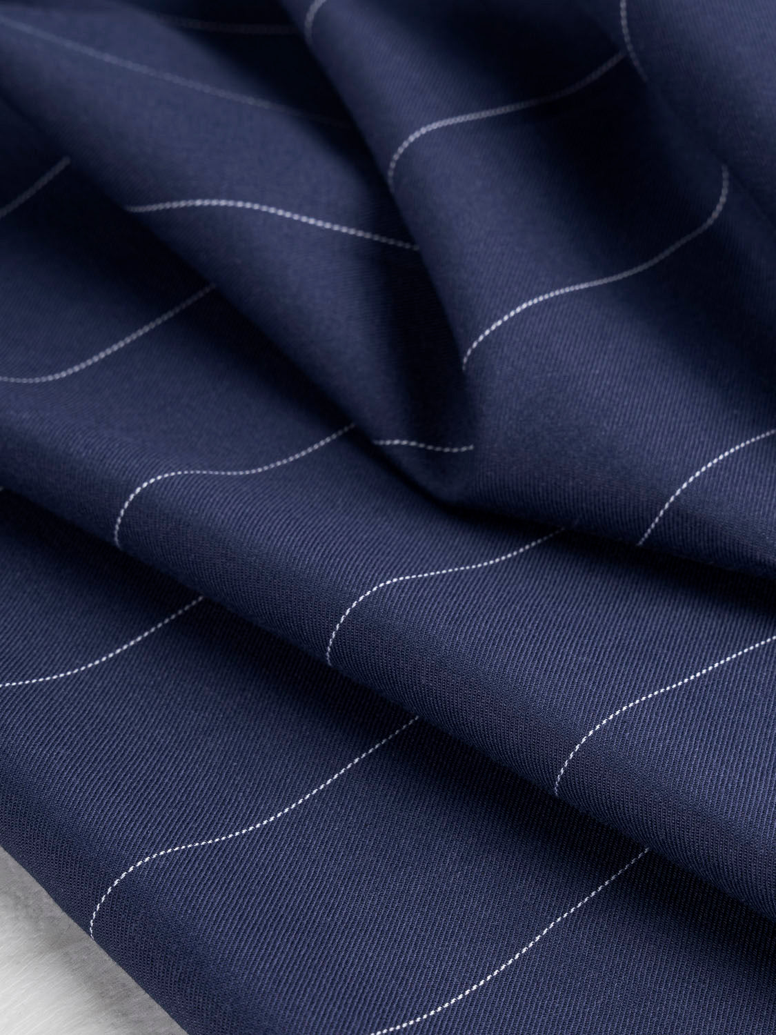 Yarn Dyed Pinstripe Cotton Shirting Twill - Navy + White | Core Fabrics