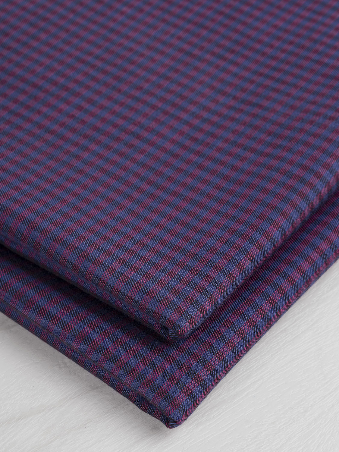 Yarn Dyed Small Check Cotton Shirting Twill - Blue + Red + Black | Core Fabrics