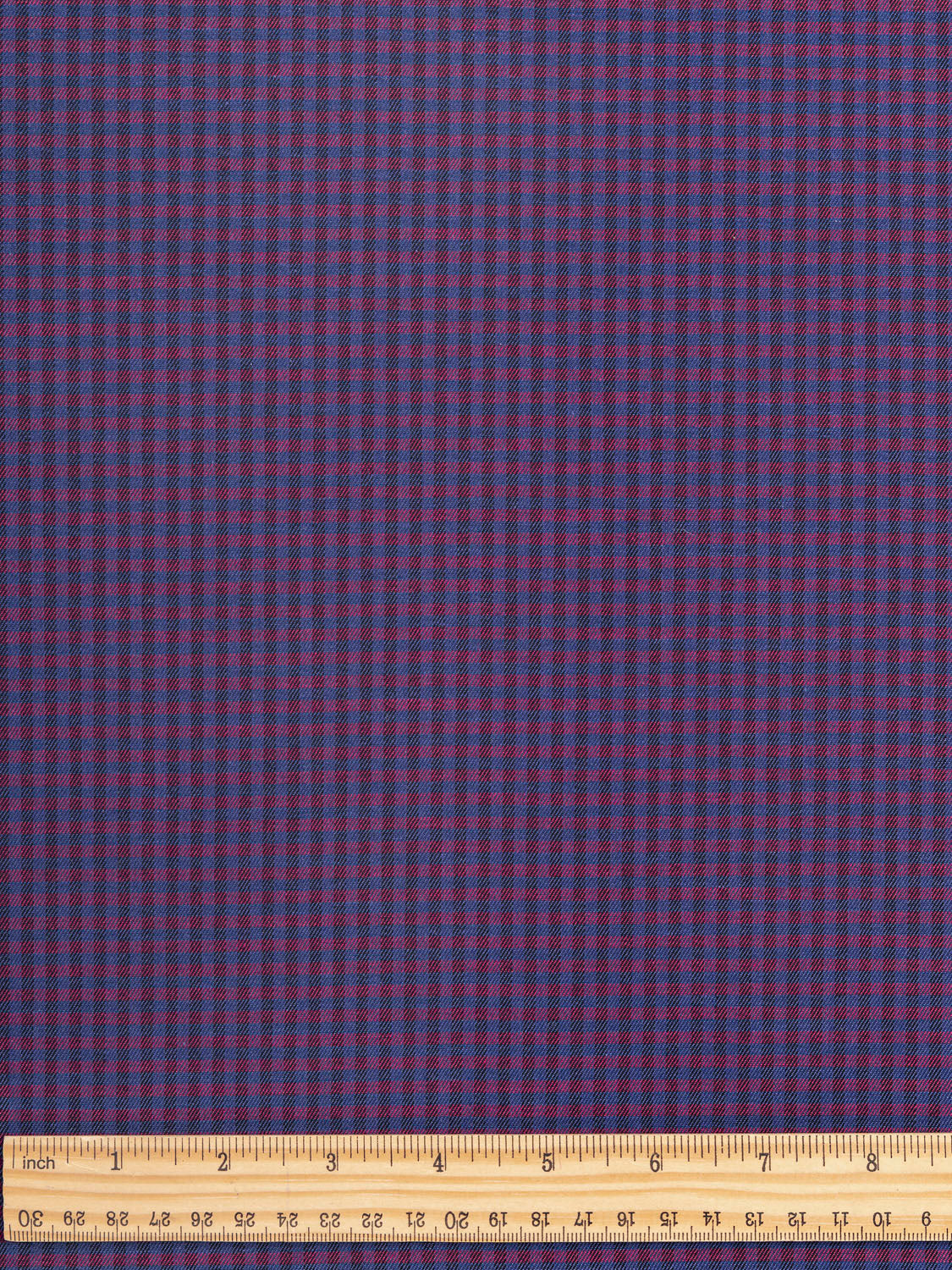 Yarn Dyed Small Check Cotton Shirting Twill - Blue + Red + Black