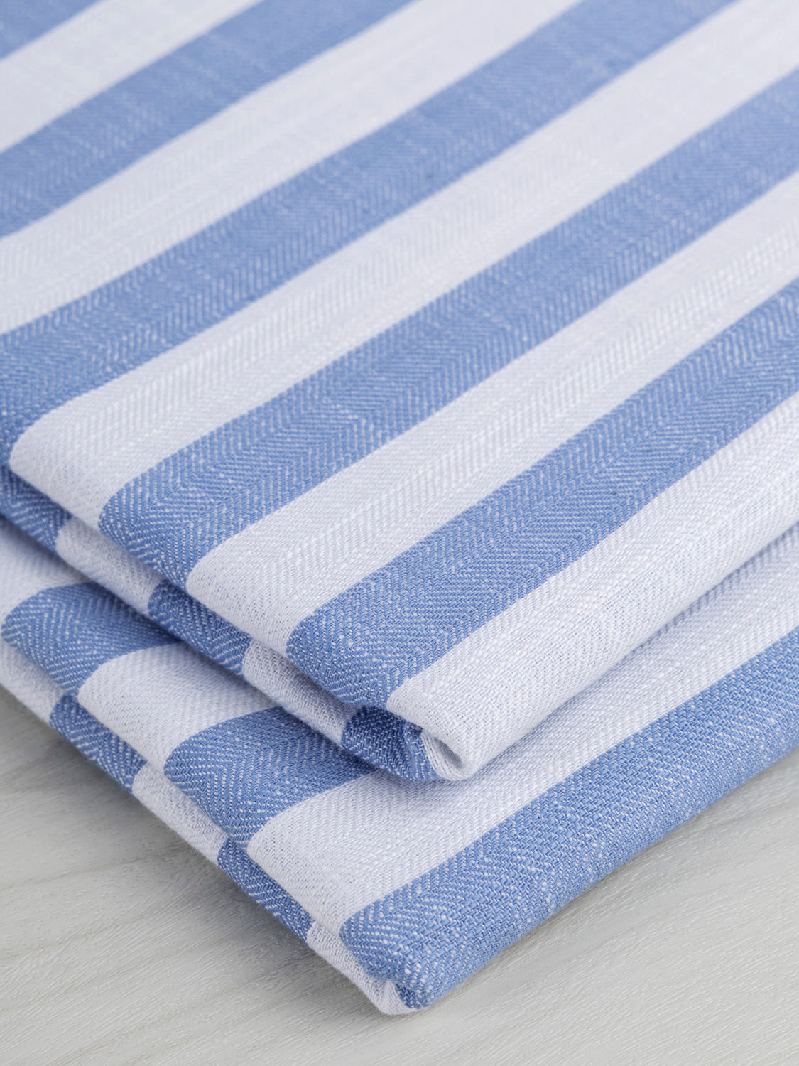 Yarn Dyed Herringbone Striped Cotton - Cornflower Blue + White | Core Fabrics