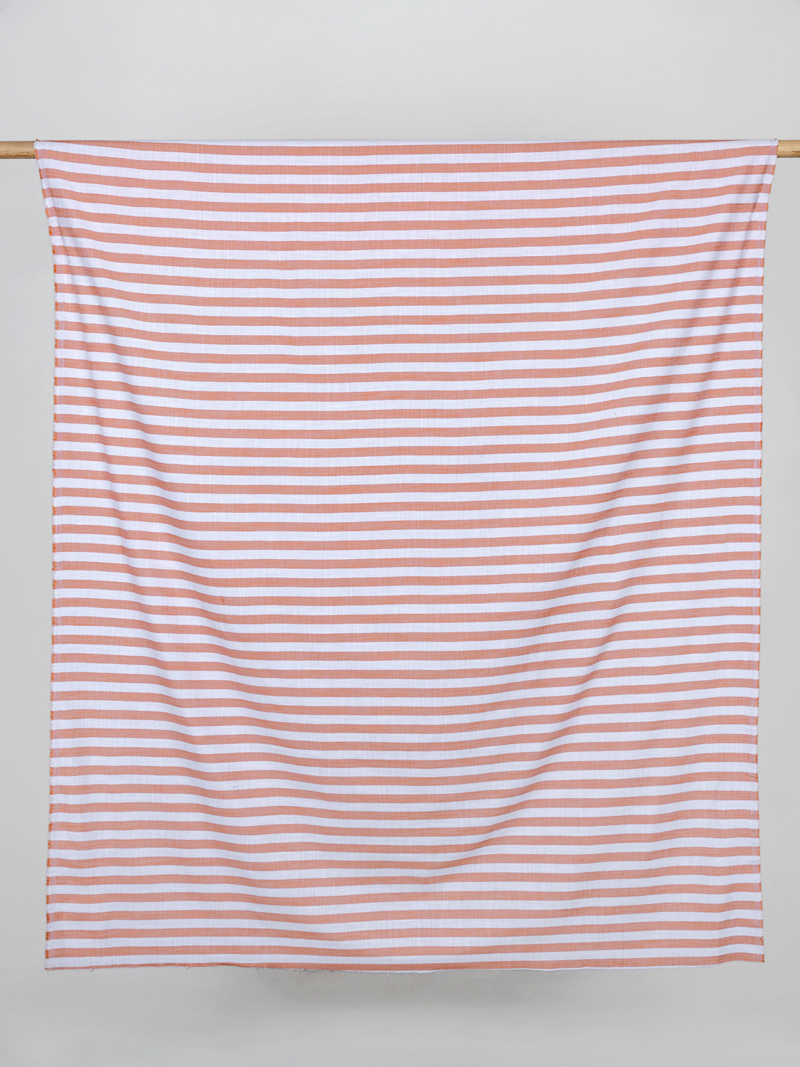 Yarn Dyed Herringbone Striped Cotton - Coral + White | Core Fabrics