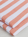 Yarn Dyed Herringbone Striped Cotton - Coral + White | Core Fabrics