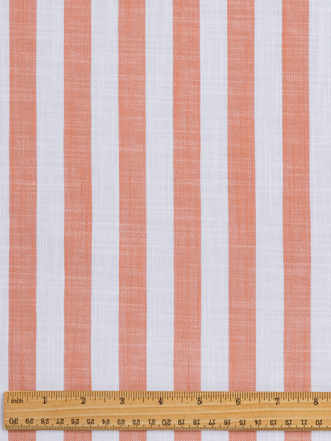 Yarn Dyed Herringbone Striped Cotton - Coral + White | Core Fabrics