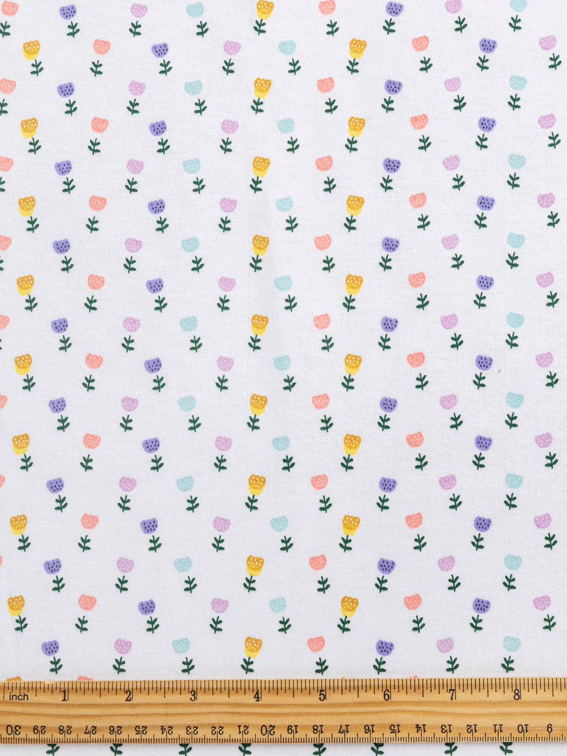 Ditsy Tulip Cotton Flannel Deadstock - Pink + Purple + Cream | Core Fabrics