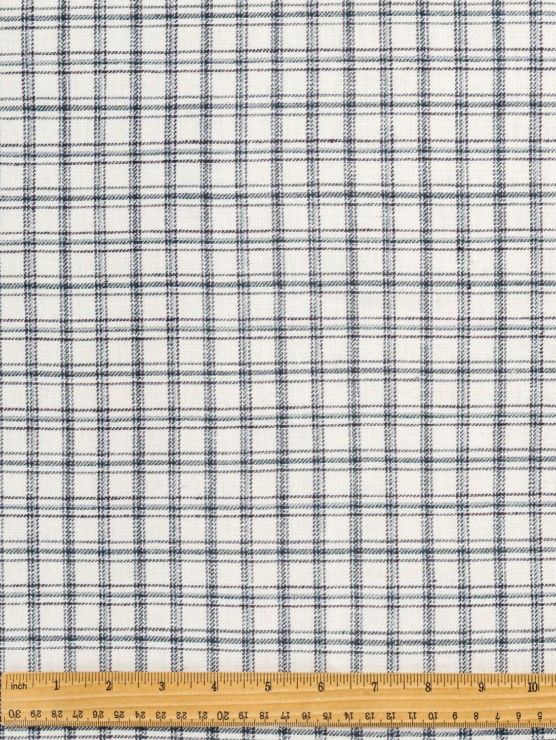 Windowpane Cotton Linen Deadstock - Beige + Gray + Teal | Core Fabrics