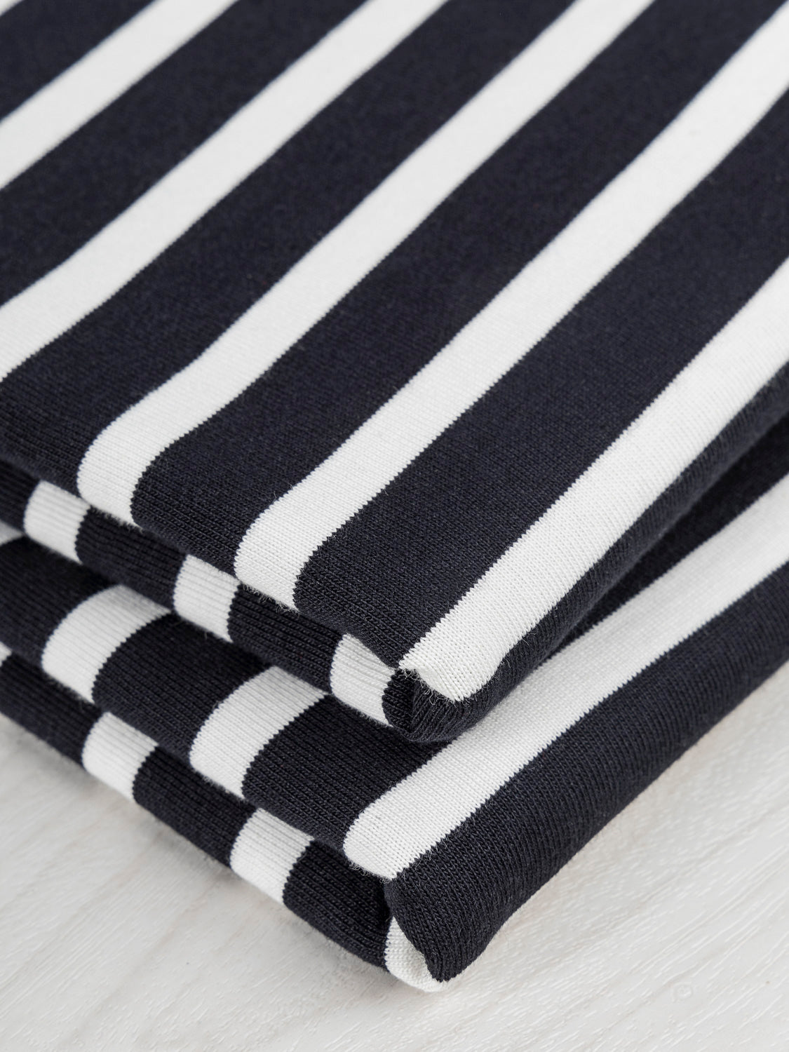 Breton Stripe Organic Cotton Jersey Knit - Black + Cream | Core Fabrics