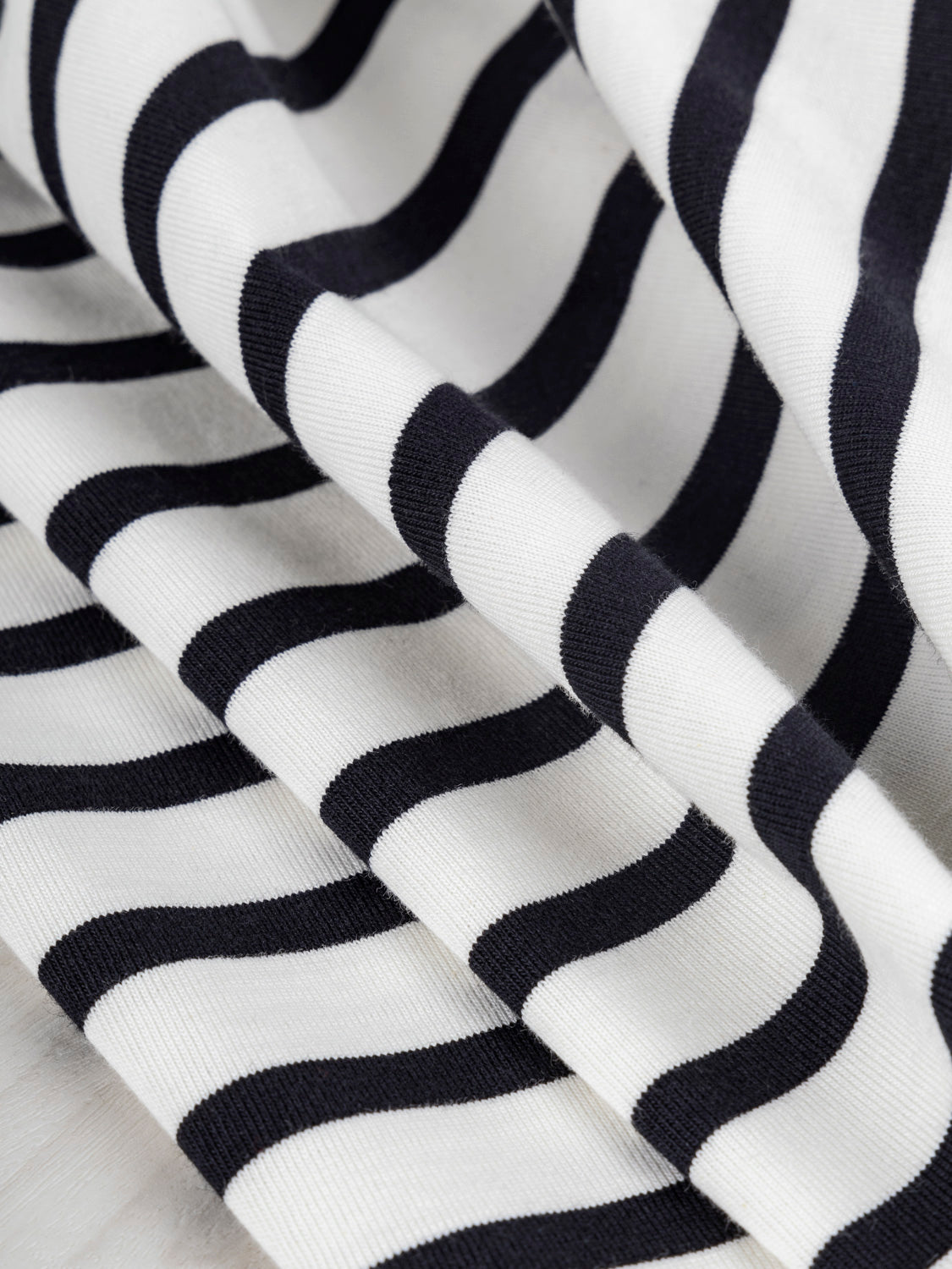 Breton Stripe Organic Cotton Jersey Knit - Cream + Black | Core Fabrics