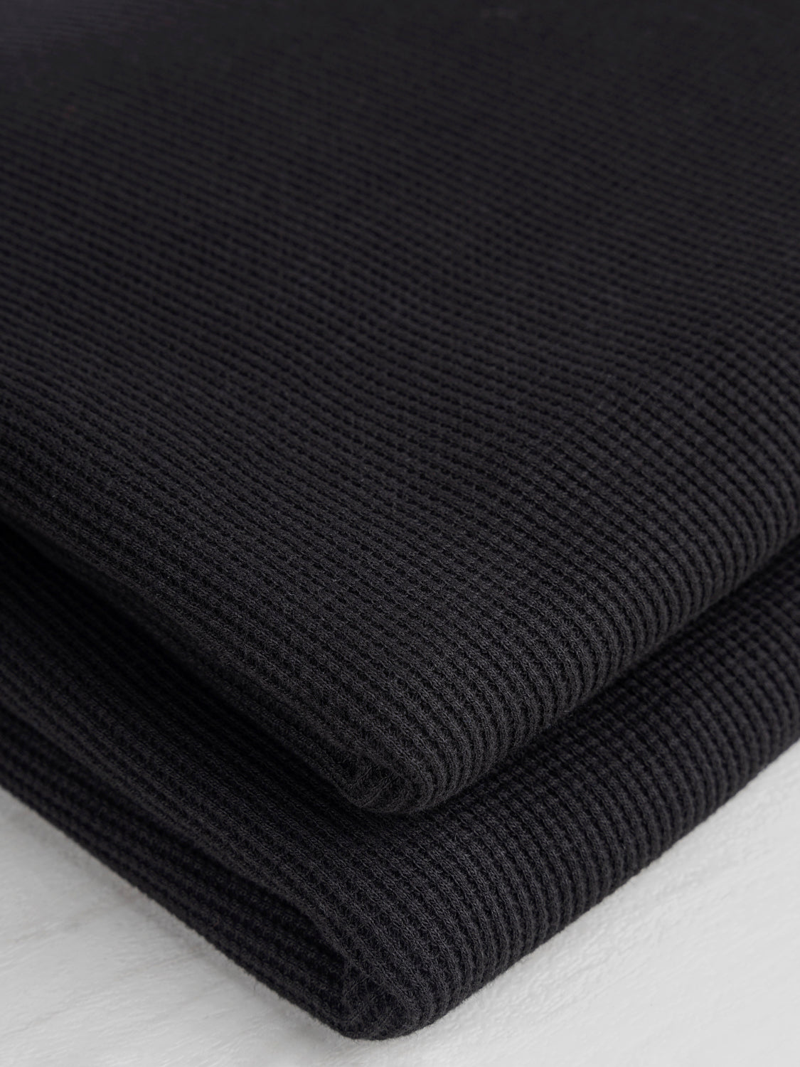 Organic Cotton Waffle Knit - Black | Core Fabrics