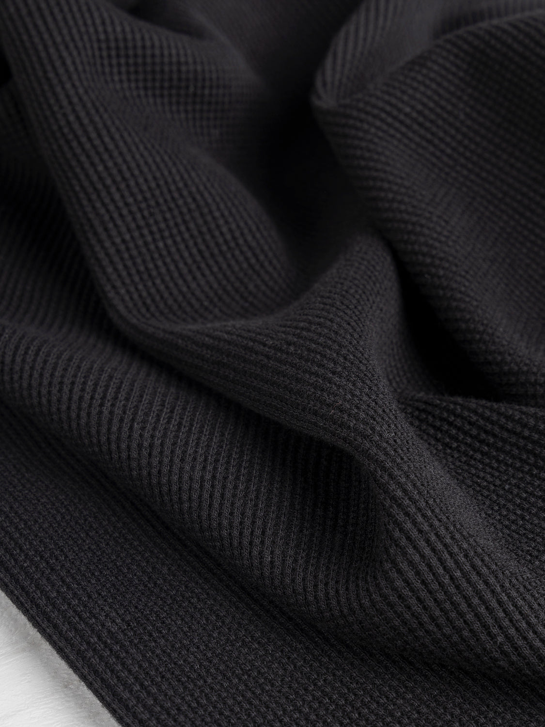 Organic Cotton Waffle Knit - Black | Core Fabrics