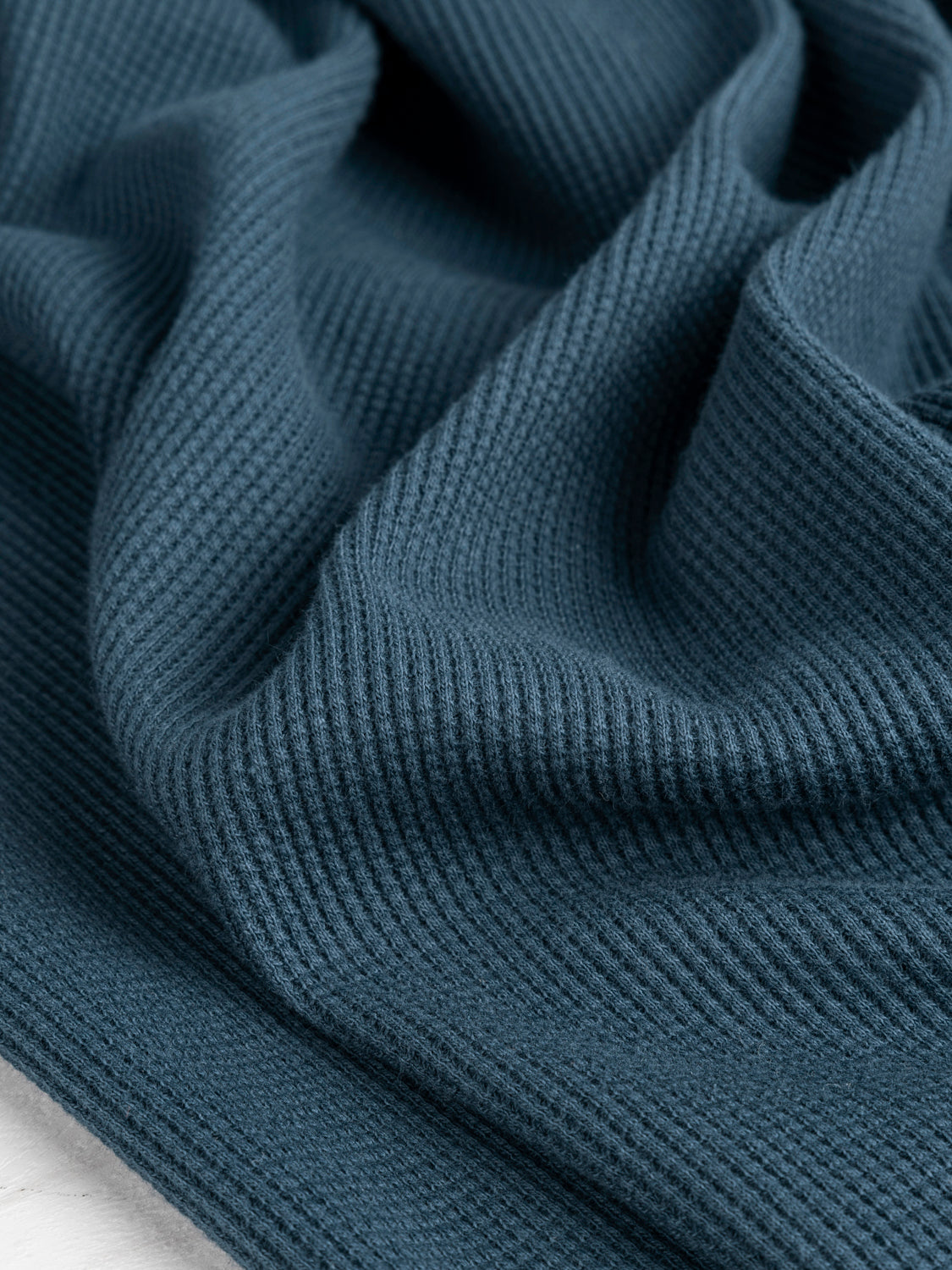 Organic Cotton Waffle Knit - Navy Teal | Core Fabrics