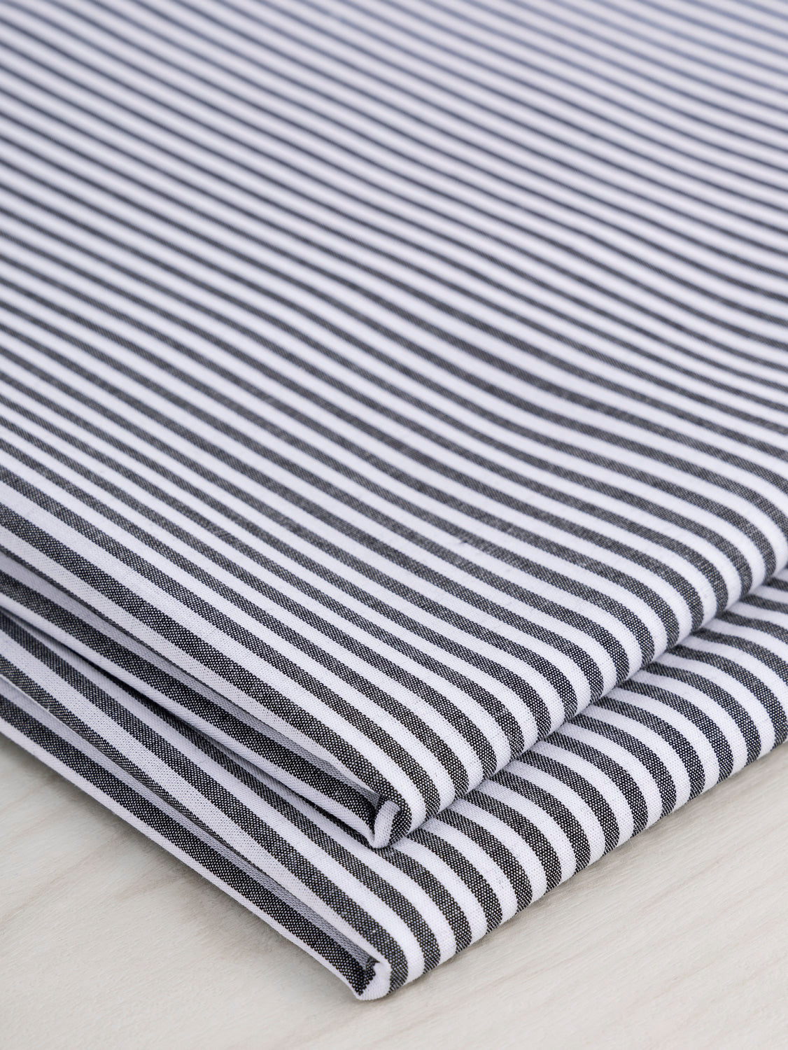 Yarn Dyed Pinstripe Cotton Shirting - White + Black | Core Fabrics