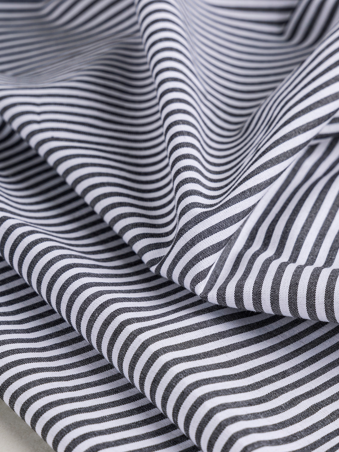 Yarn Dyed Pinstripe Cotton Shirting - White + Black | Core Fabrics