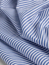 Yarn Dyed Pinstripe Cotton Shirting - White + Blue | Core Fabrics