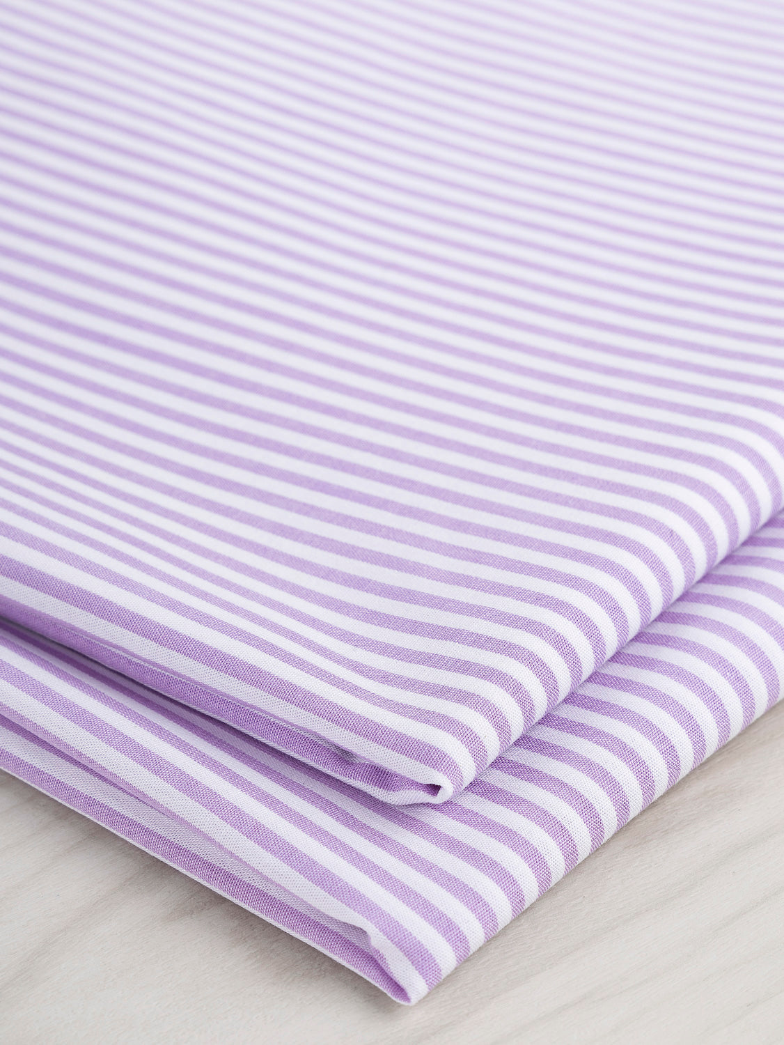 Yarn Dyed Pinstripe Cotton Shirting - White + Lavender | Core Fabrics