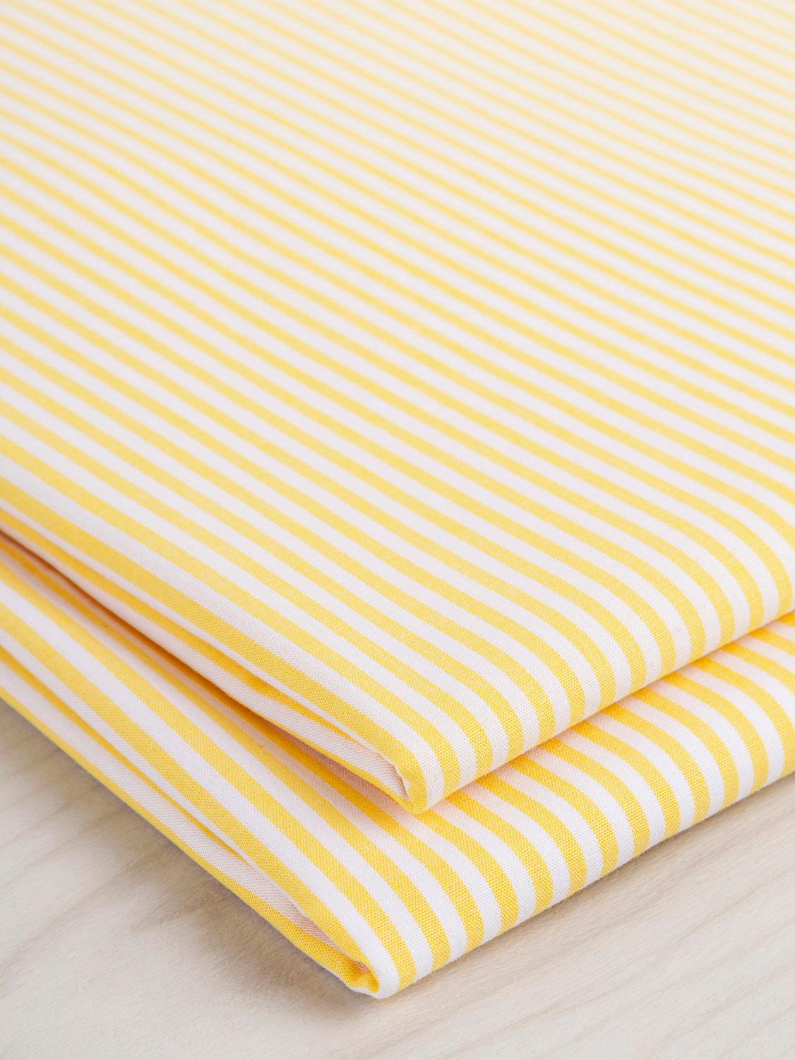 Yarn Dyed Pinstripe Cotton Shirting - White + Yellow | Core Fabrics