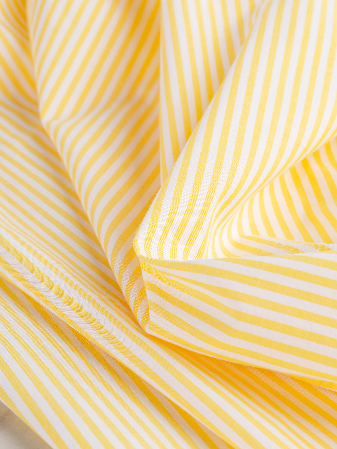 Yarn Dyed Pinstripe Cotton Shirting - White + Yellow | Core Fabrics