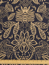 Illustrated Botanical Print Stretch Cotton Sateen - Black + Gold | Core Fabrics