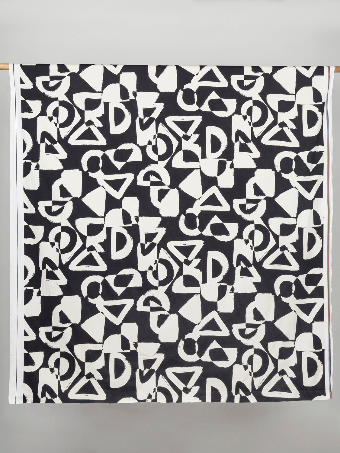 Large Geo Brushstroke Print Stretch Cotton Sateen - Black + White | Core Fabrics