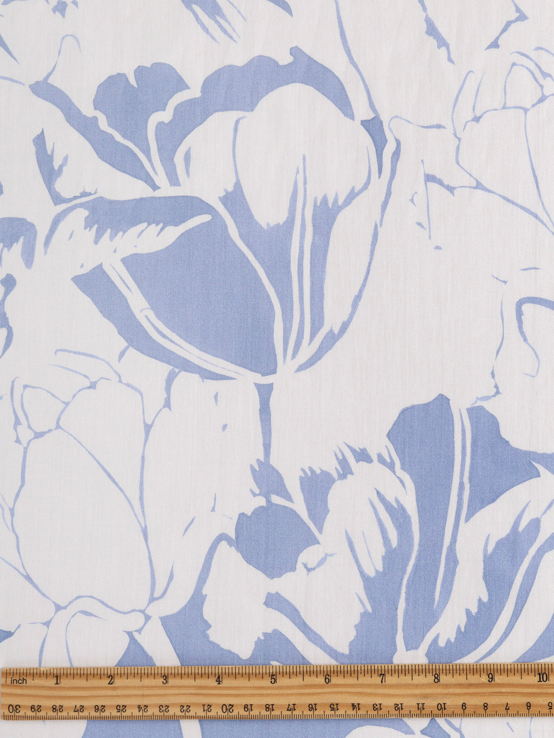 Large Cyanotype Floral Print Cotton Lawn - Light Blue + Cream | Core Fabrics