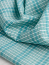 Yarn Dyed Handwoven Check Cotton - Teal+ Blue + White | Core Fabrics