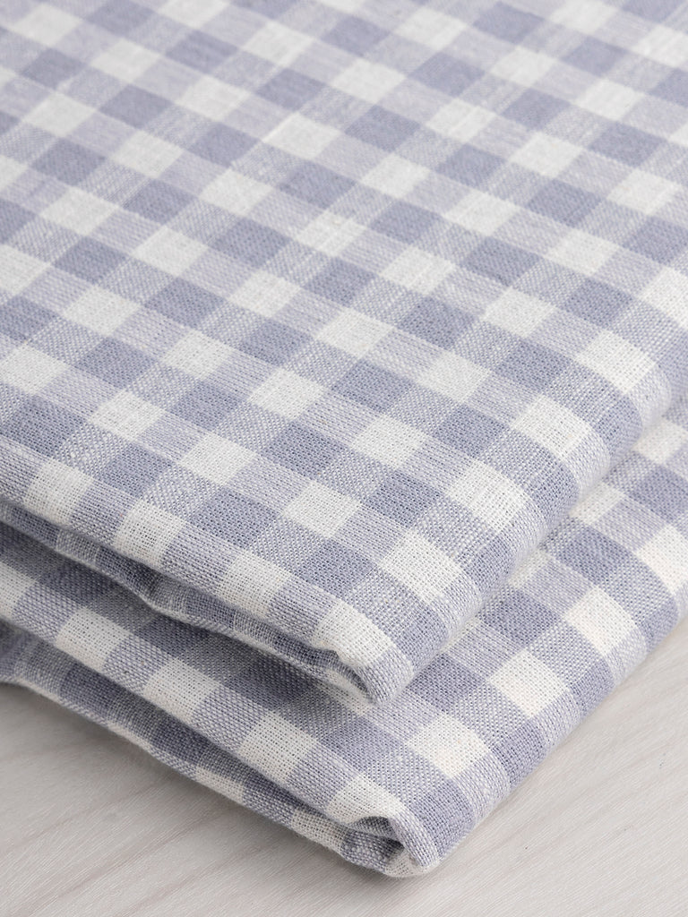 Yarn Dyed Handwoven Gingham Cotton - White + Grey