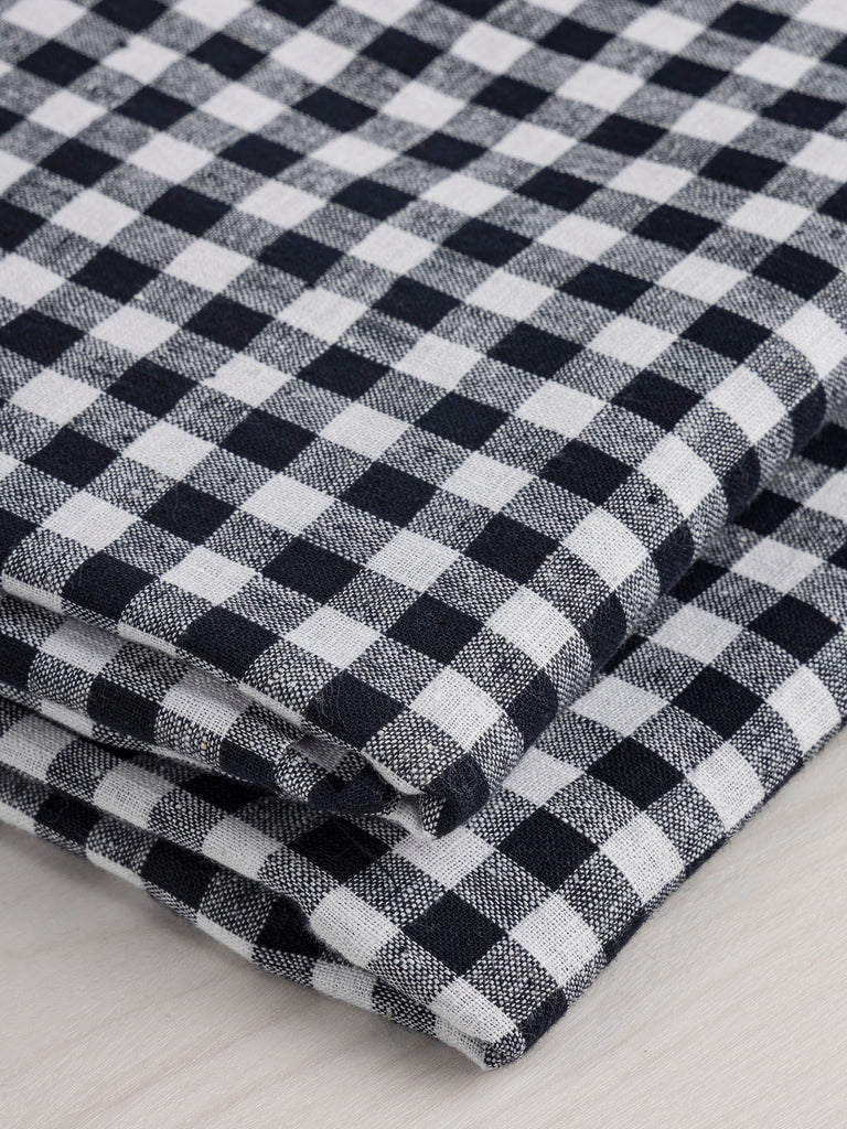 Yarn Dyed Handwoven Gingham Cotton - Black + White
