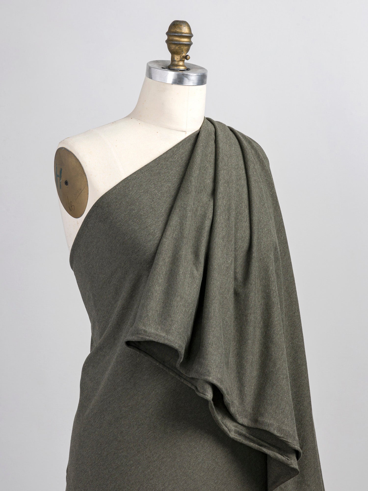 Organic Cotton Spandex Stretch Jersey Knit - Heather Olive | Core Fabrics