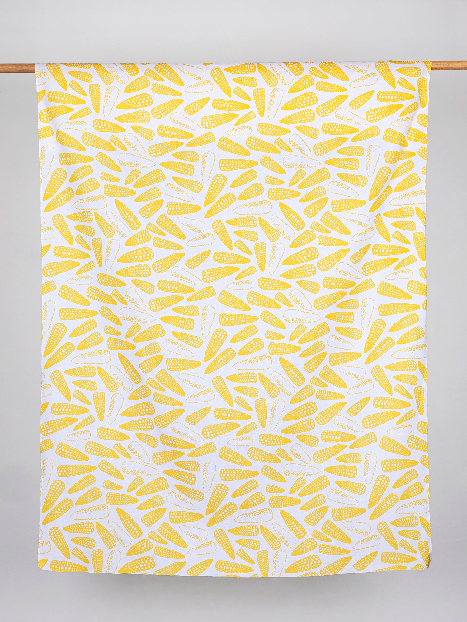 Colourful corn print on organic cotton linen at Core Fabrics
