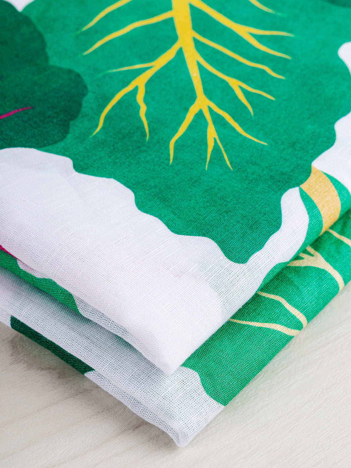 Chardcore Print Organic Cotton Linen - White + Green + Magenta