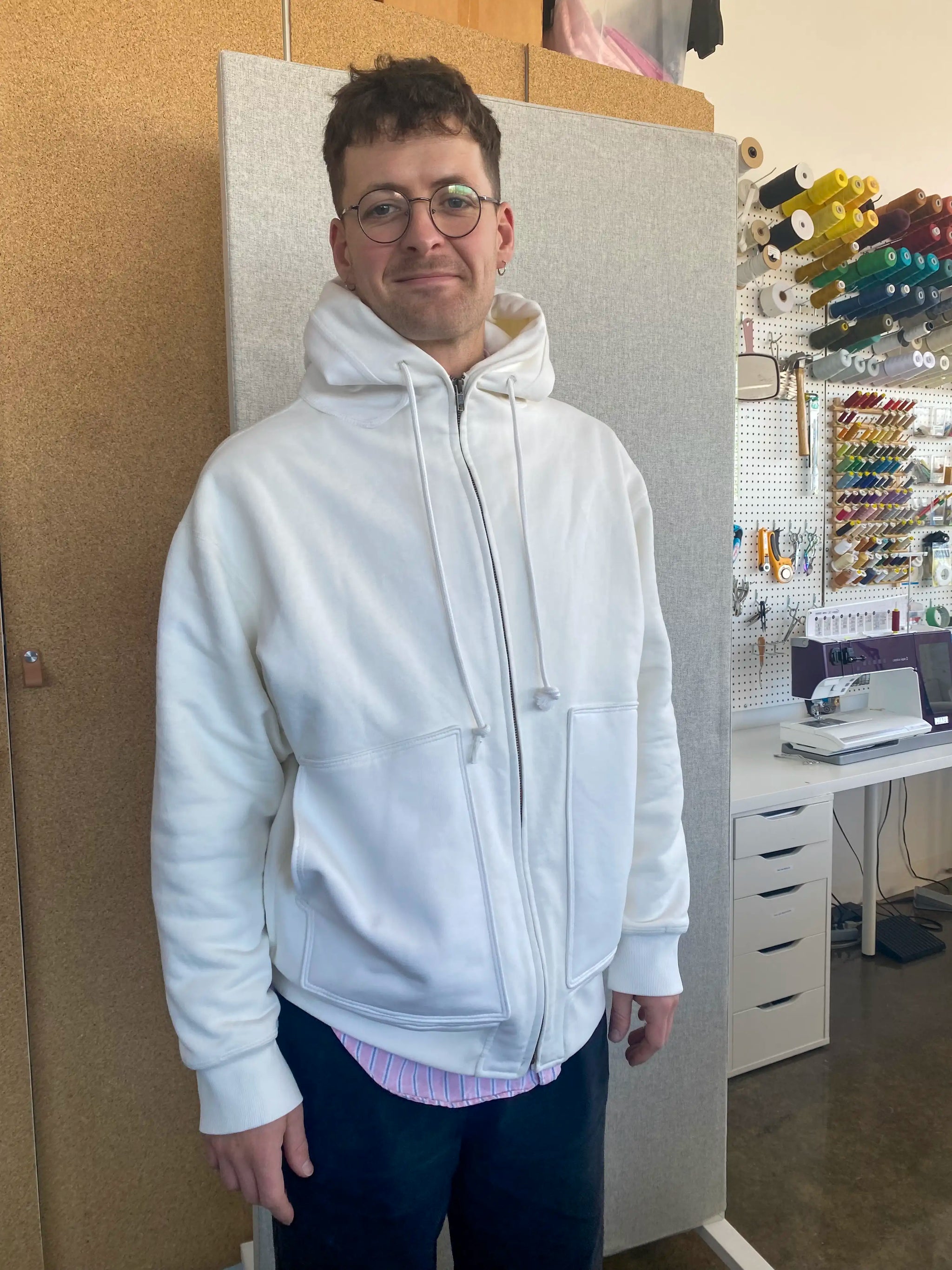 Custom Organic Cotton Fleece White - model | Core Fabrics