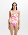 F-DEA039-Large-Floral-Swim-Performance-Knit-Deadstock-Pink-Yellow-and-White-model | Core Fabrics