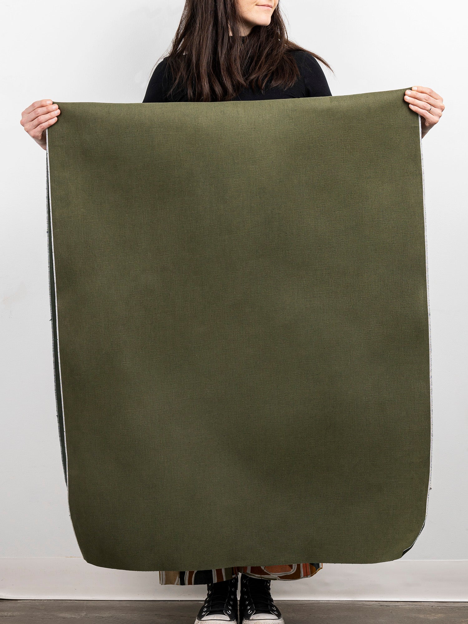13.5 oz Japanese Selvedge Non-Stretch Denim Deadstock - Olive | Core Fabrics