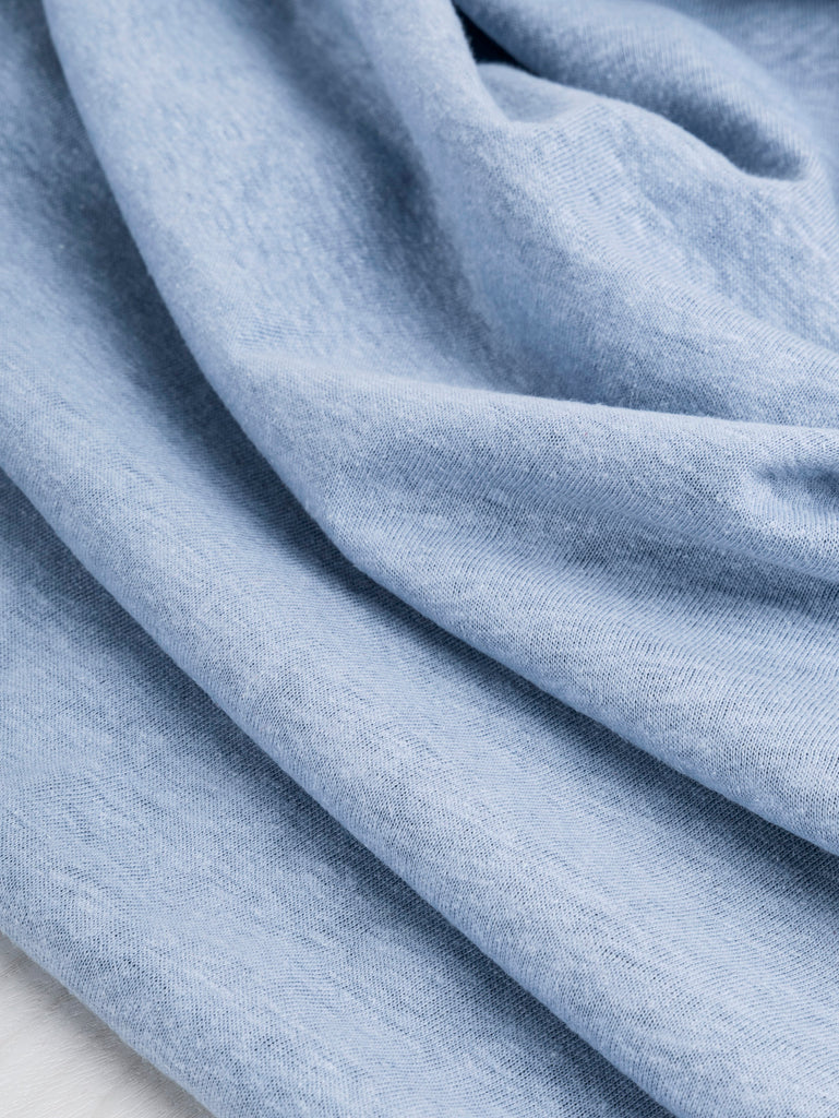 Tricot jersey en coton biologique et chanvre - Bleu Pâle