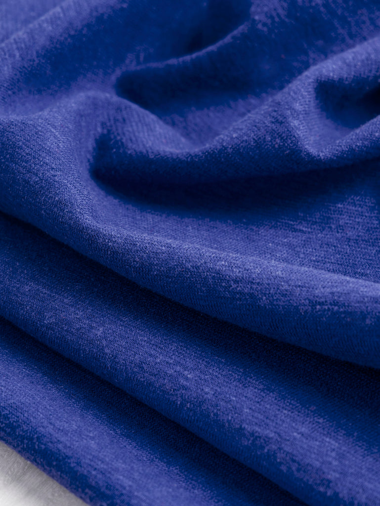 Tricot jersey en coton biologique et chanvre - Bleu Cobalt
