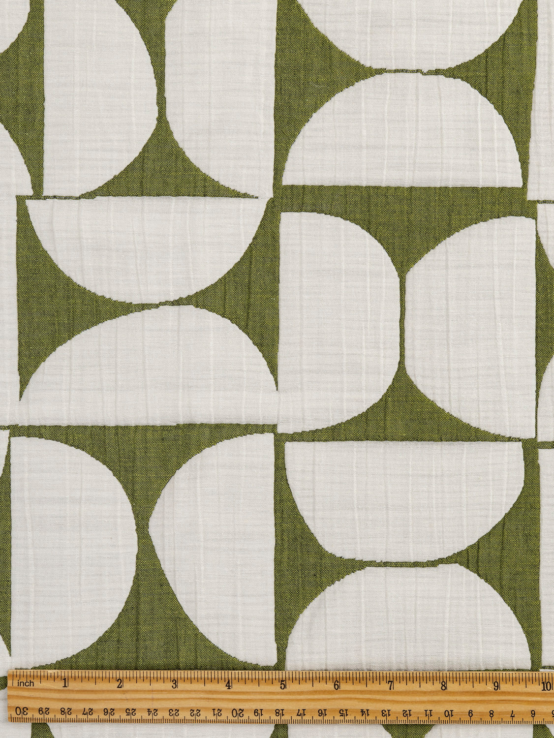 Double Sided Half Circle Quilted Cotton Jacquard with Batting - Green + Cream | Core Fabrics