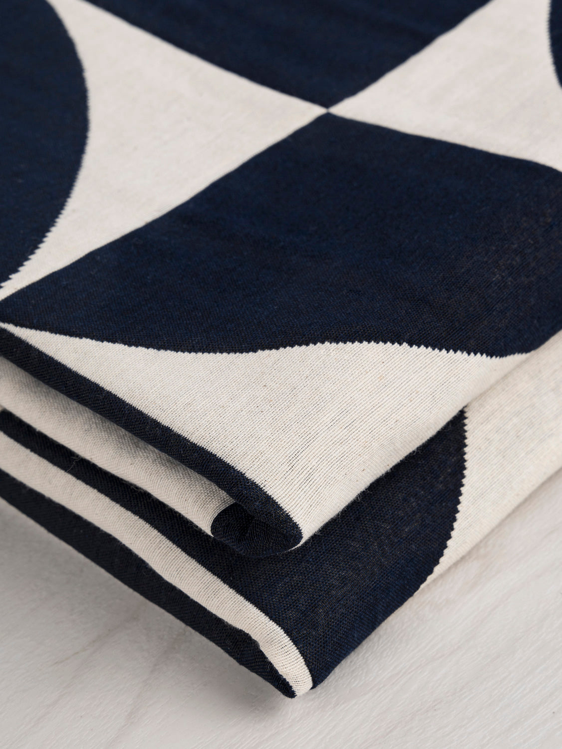 Double Sided Geo Cotton Jacquard - Navy + Cream | Core Fabrics