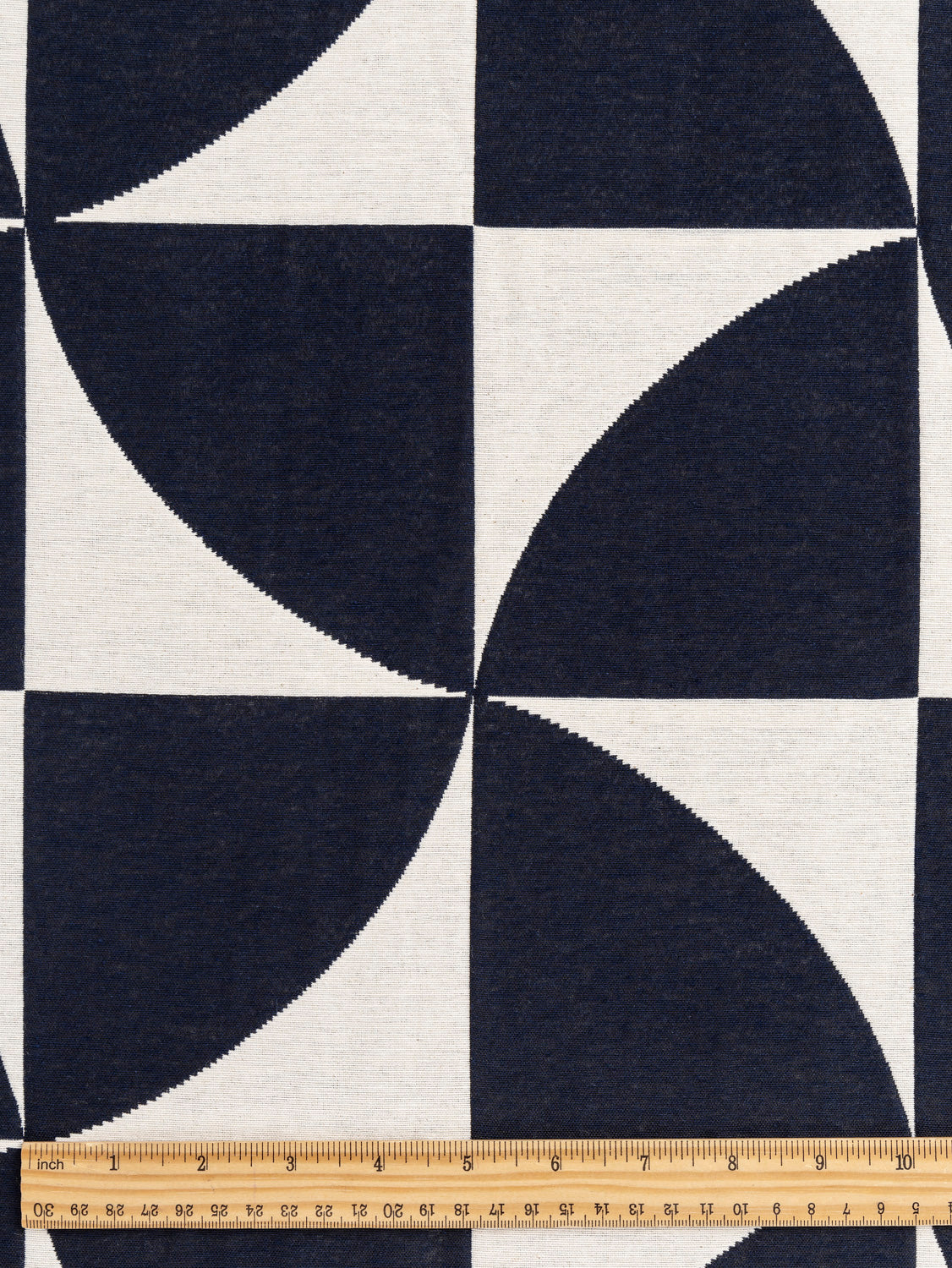 Double Sided Geo Cotton Jacquard - Navy + Cream - Swatch